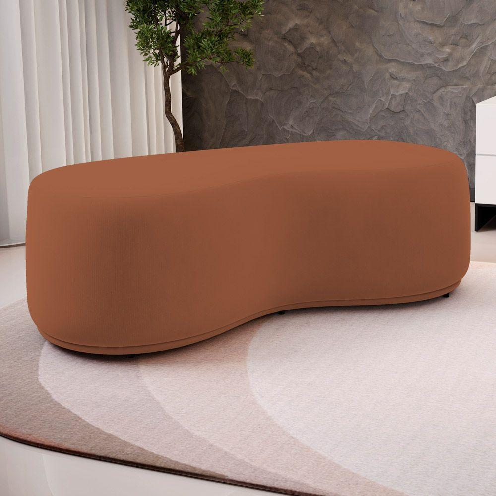 Puff Decorativo Living Aisha Orgânico 02 Lugares Veludo Terracota - Desk Design - 8