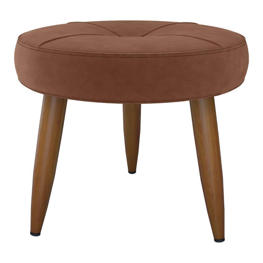 Puff Redondo Para Sala Davi Veludo Ferrugem - 2