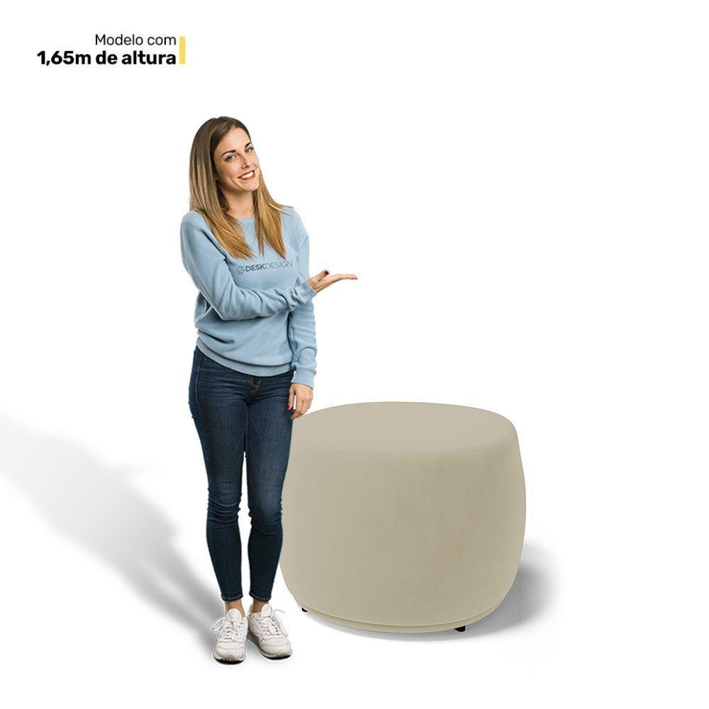 Kit 02 Puffs Decorativos Living Aisha Orgânico Redondo Veludo Bege - Desk Design - 3