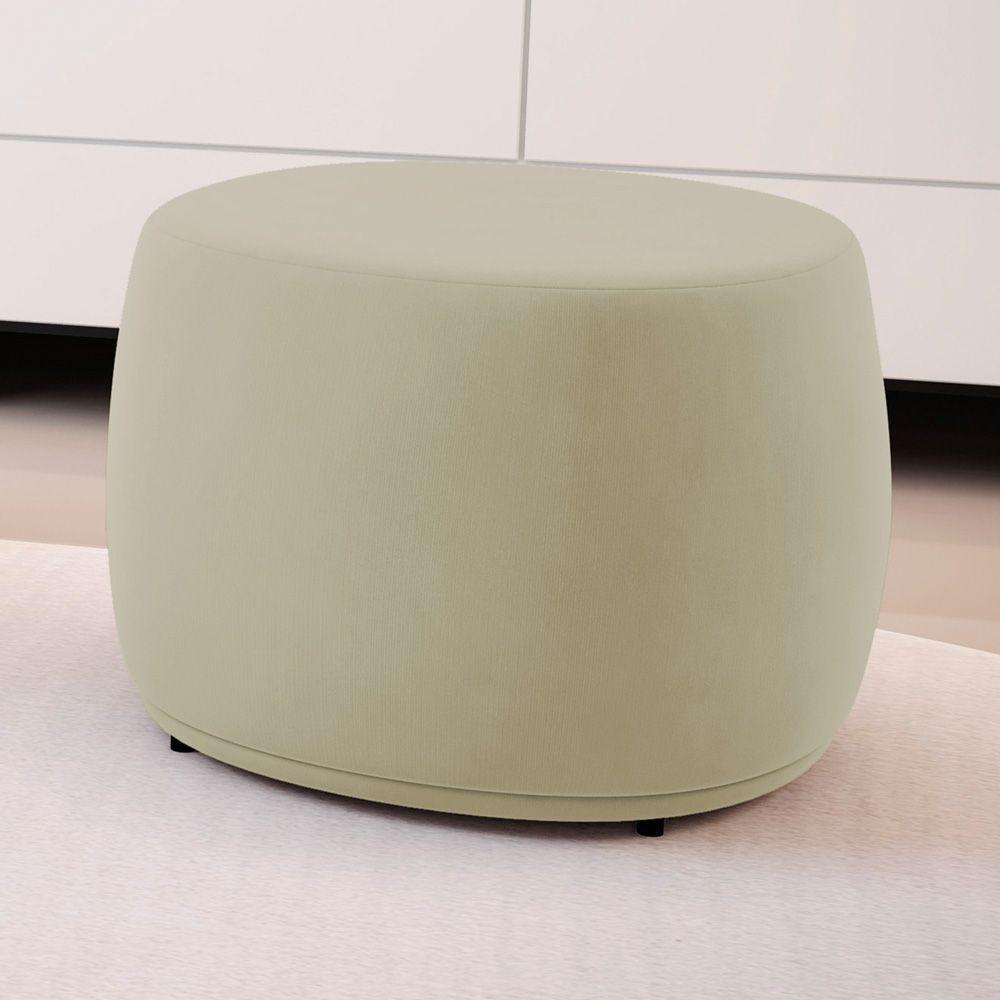 Kit 02 Puffs Decorativos Living Aisha Orgânico Redondo Veludo Bege - Desk Design - 6