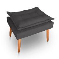 Kit 02 Puff Para Sala E Quarto Madeira Decorativo Opala Suede Cinza - 2