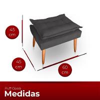 Kit 02 Puff Para Sala E Quarto Madeira Decorativo Opala Suede Cinza