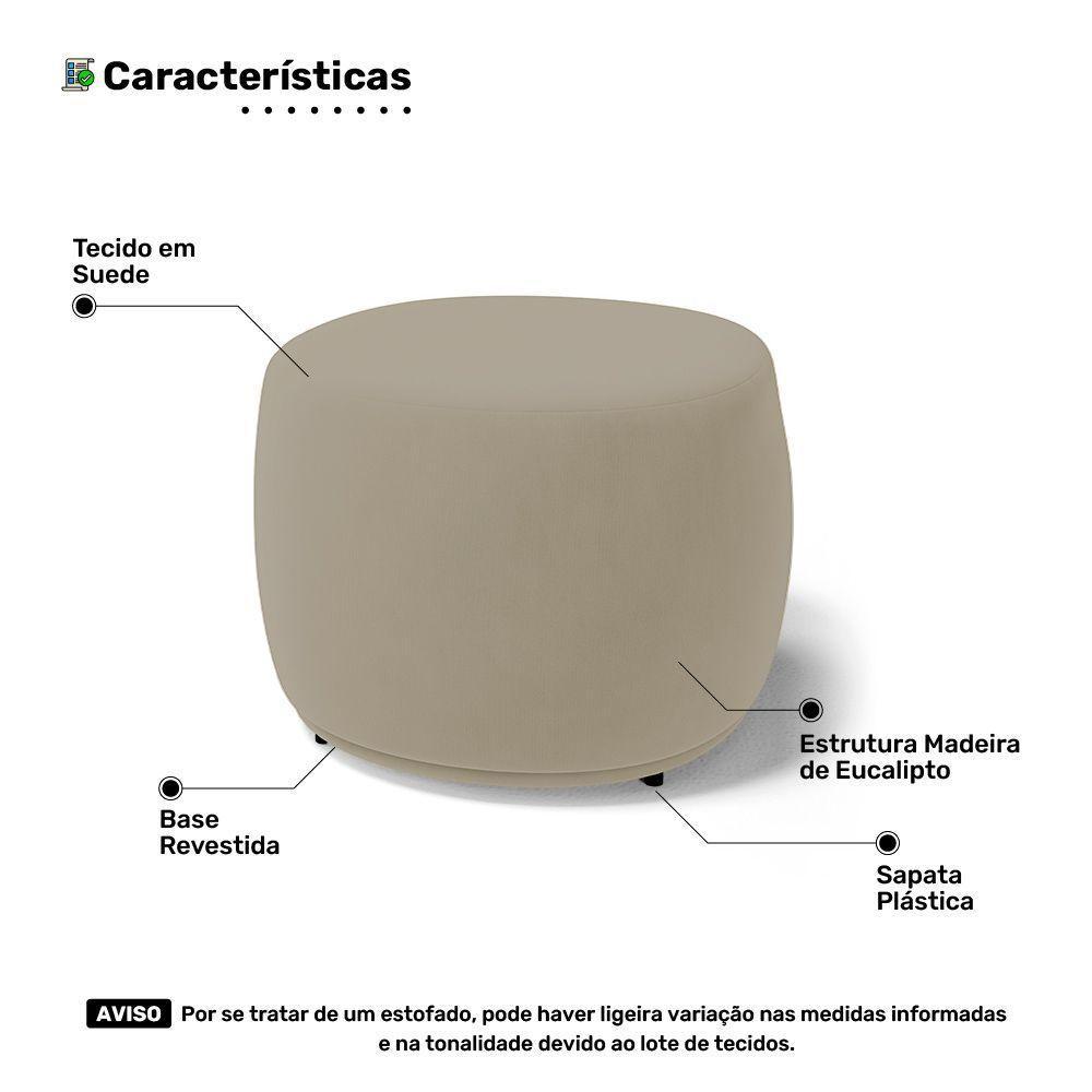 Conjunto 02 Puffs Decorativos Living Aisha Orgânico Suede Bege - Desk Design - 7