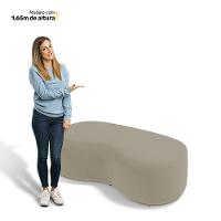 Conjunto 02 Puffs Decorativos Living Aisha Orgânico Suede Bege - Desk Design - 5