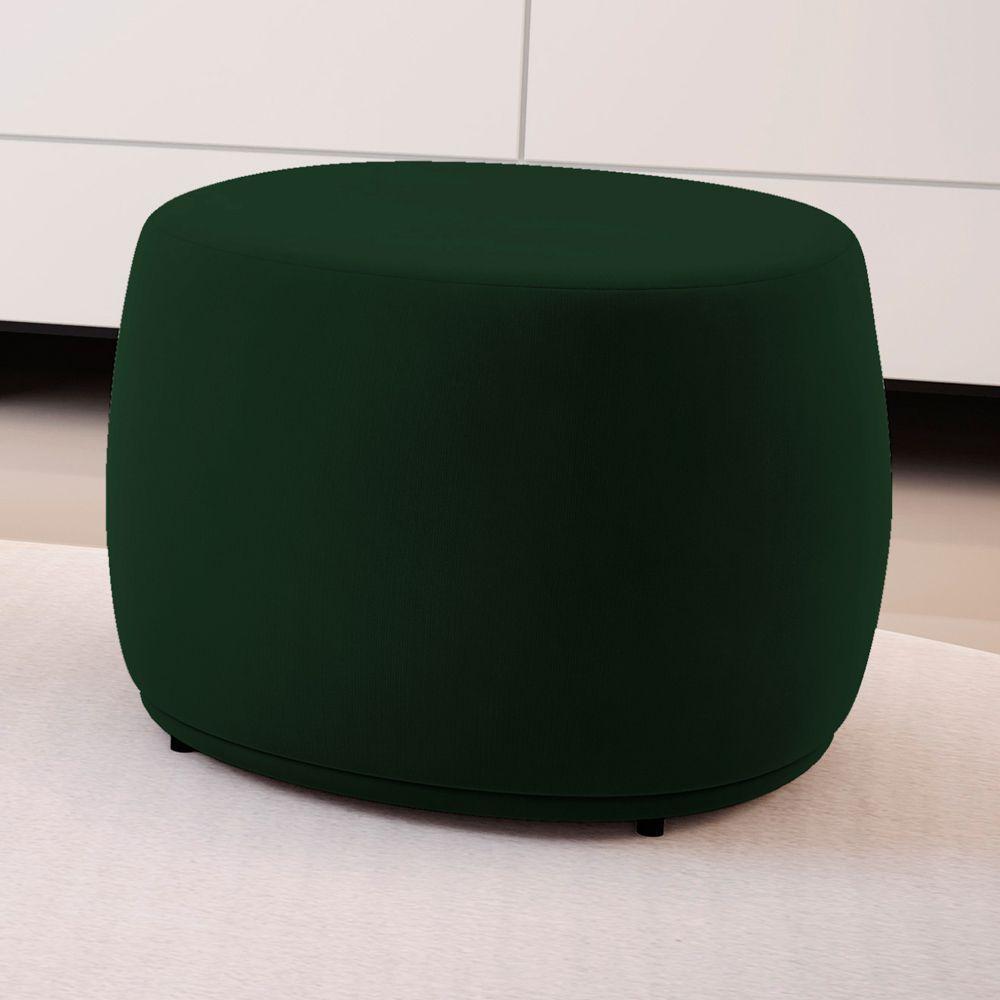 Kit 02 Puffs Decorativos Living Aisha Orgânico Redondo Veludo Verde Escuro - Desk Design - 7