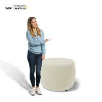 Kit 02 Puffs Decorativos Living Aisha Orgânico Redondo Suede Bege Claro - Desk Design