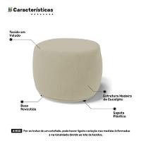 Conjunto 02 Puffs Decorativos Living Aisha Orgânico Veludo Bege - Desk Design - 7