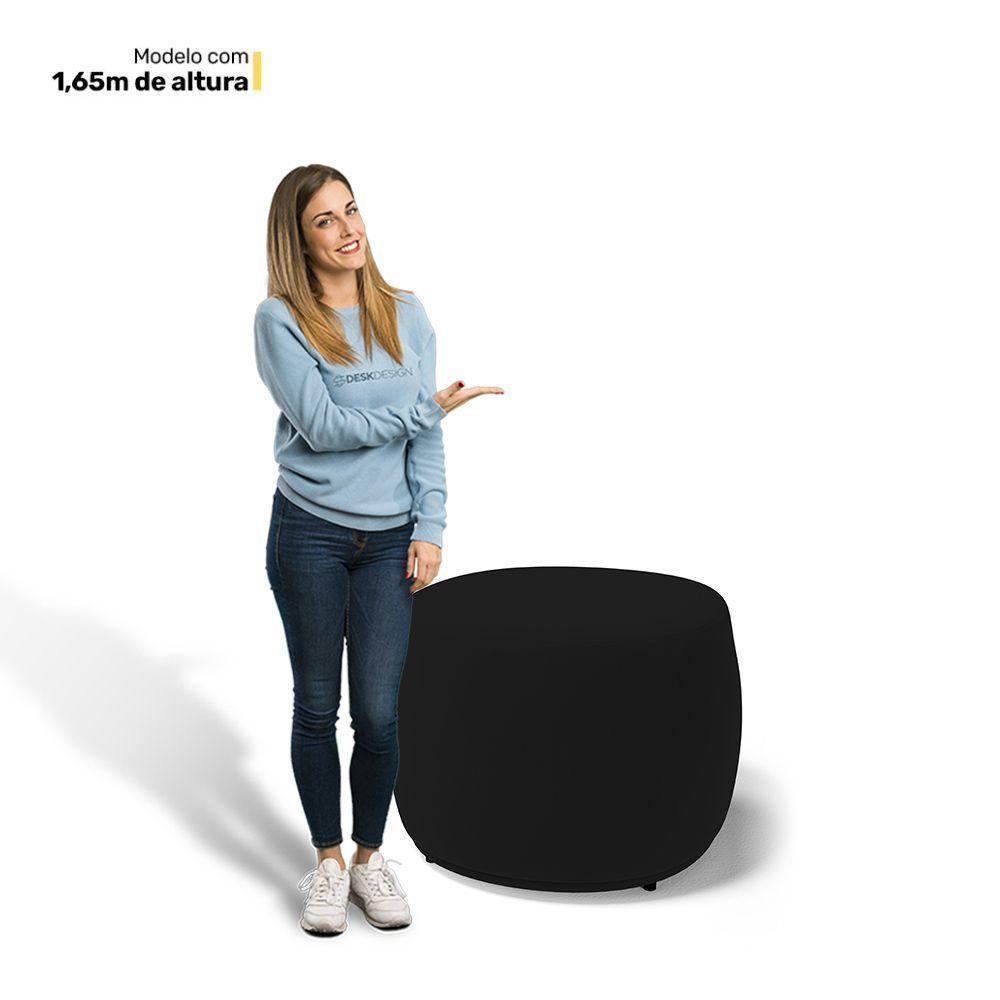 Kit 02 Puffs Decorativos Living Aisha Orgânico Redondo Suede Preto - Desk Design - 5