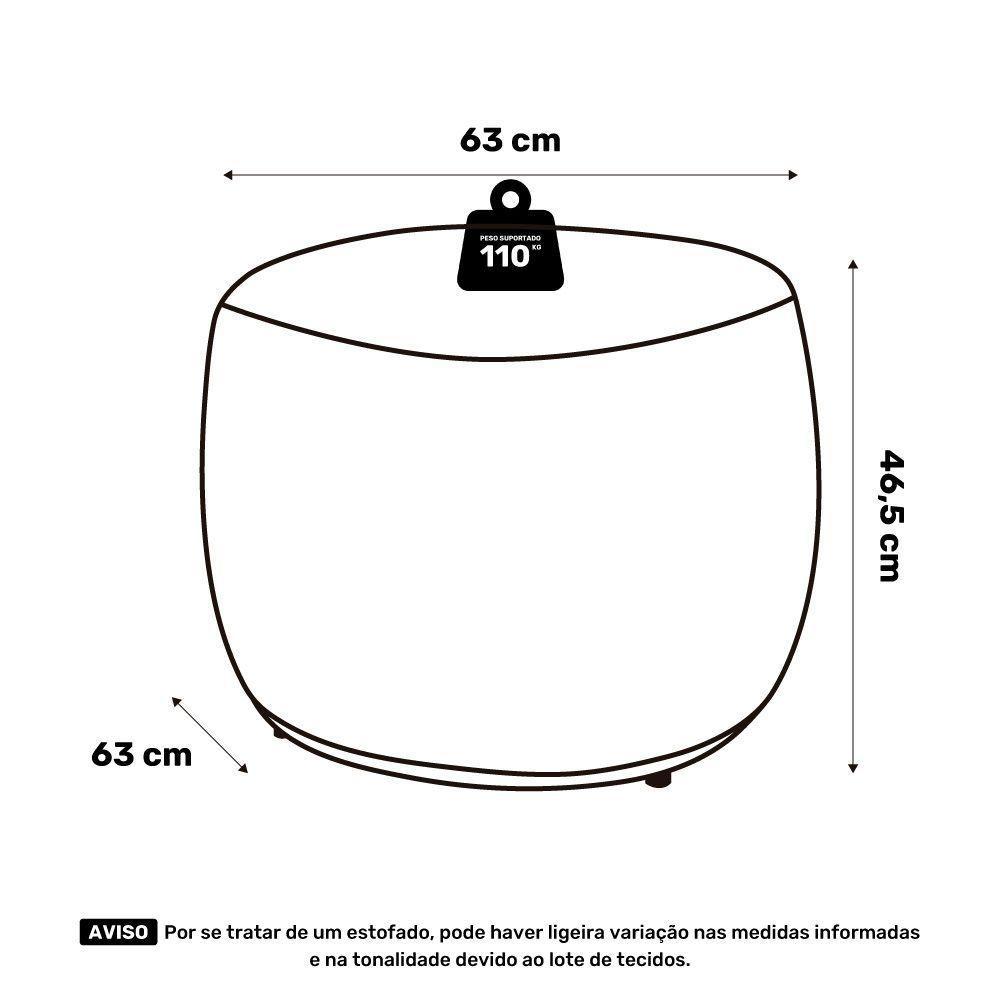 Kit 02 Puffs Decorativos Living Aisha Orgânico Redondo Suede Preto - Desk Design - 8