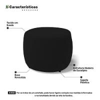 Kit 02 Puffs Decorativos Living Aisha Orgânico Redondo Suede Preto - Desk Design - 2