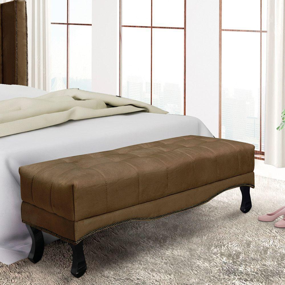 Puff Recamier Retrô Luis Xv Captonê Para Quarto Vicenza 195cm Suede Caramelo S04 - D'rossi - 4