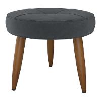 Puff Redondo Para Sala Davi Veludo Cinza - 2