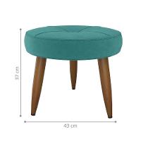 Puff Redondo Para Sala Davi Veludo Verde Menta - 3
