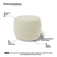 Conjunto 03 Puffs Decorativos Living Aisha Orgânico Suede Bege Claro - Desk Design - 9