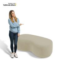 Kit 02 Puffs Decorativos Living Aisha Orgânico 02 Lugares Veludo Bege - Desk Design - 7