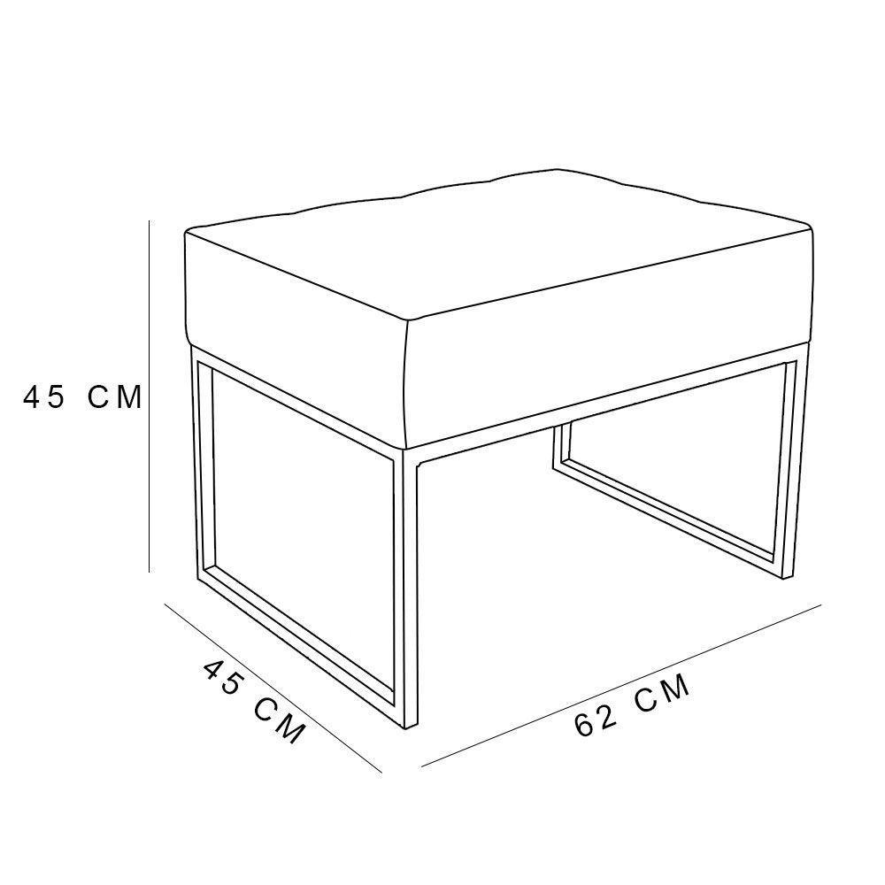 Kit 02 Puffs Lisa Suede Base Metálica Industrial Prata Azul Marinho - 2