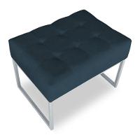 Kit 02 Puffs Lisa Suede Base Metálica Industrial Prata Azul Marinho