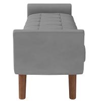 Puff Recamier Decorativo Com Pés Em Madeira 140 Cm Itália P05 Veludo Cinza - 3