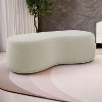 Kit 02 Puffs Decorativos Living Aisha Orgânico 02 Lugares Bouclê Bege - Desk Design - 2