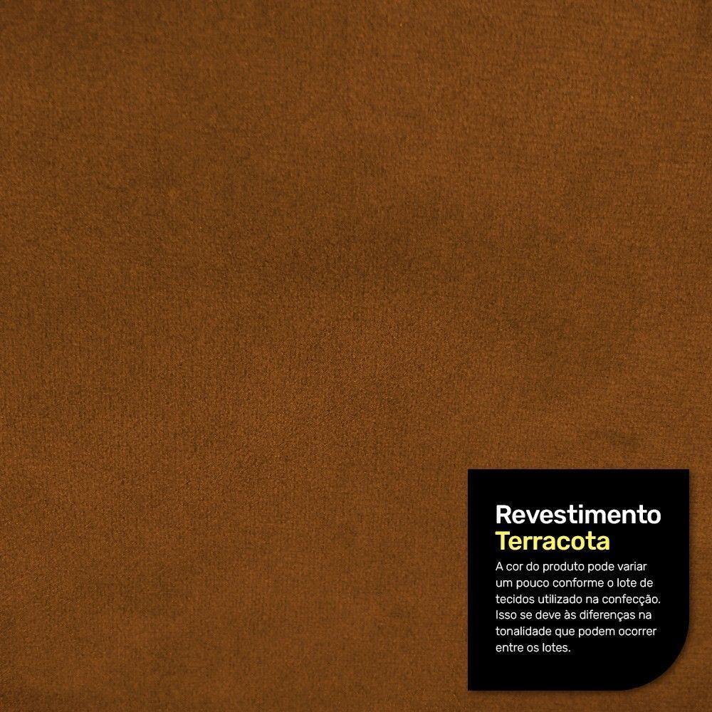 Kit 02 Puffs Decorativos Living Aisha Orgânico Redondo Veludo Terracota - Desk Design - 5