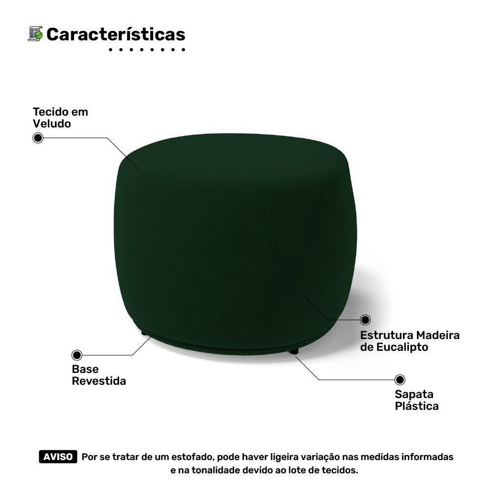 Conjunto 02 Puffs Decorativos Living Aisha Orgânico Veludo Verde Escuro - Desk Design - 6