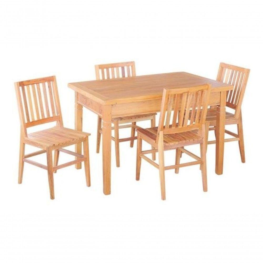 Conjunto Mesa De Jantar 120x80 Cm 4 Cadeiras Madri Em Madeira Maciça - 1