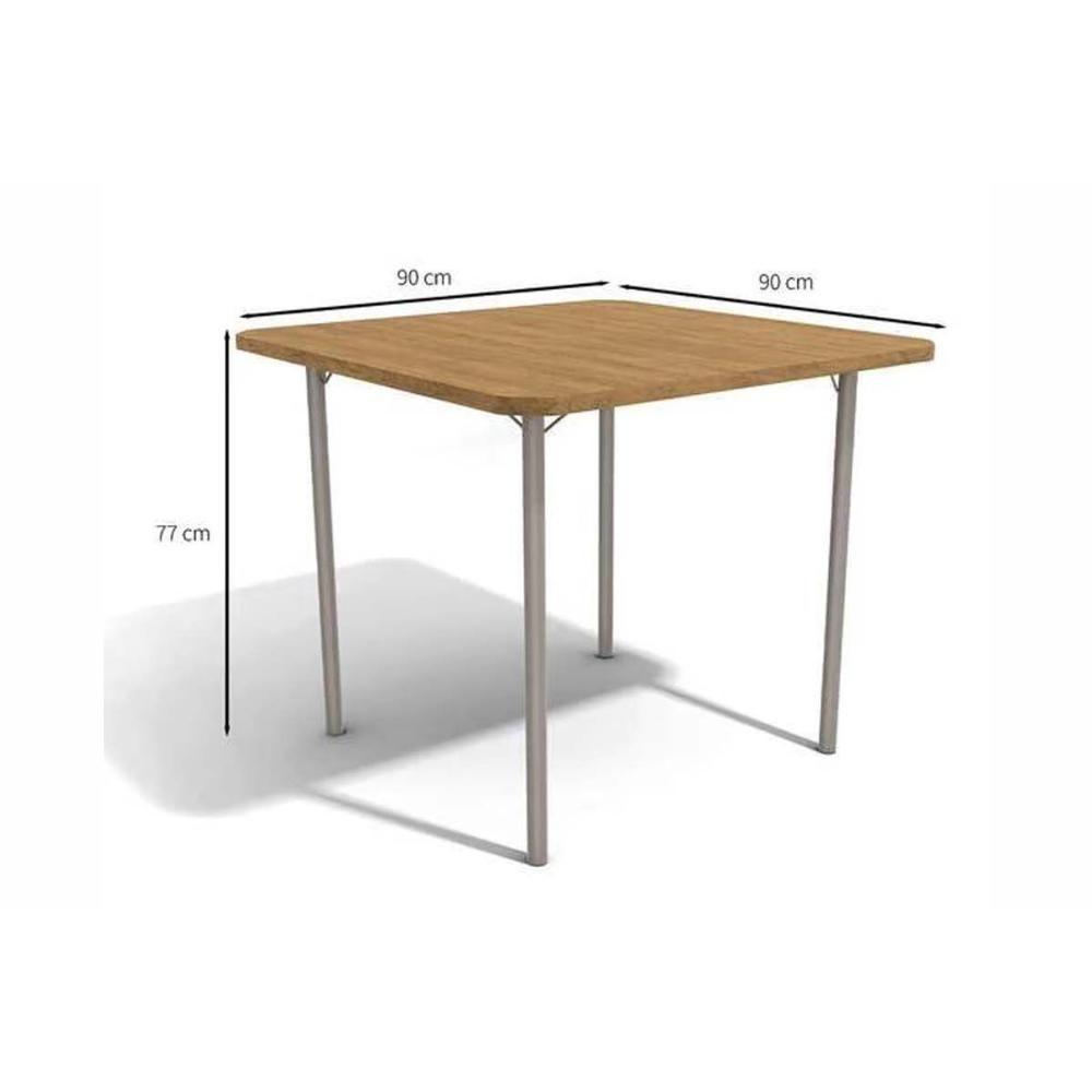 Sala de Jantar Completa Sena c/ Tampo Mairado 90x90cm e 4 Cairas Noruega Cromada - Assento Preto 110 - Kappesberg - 2