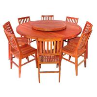 Conjunto Mesa De Jantar Redonda 1,6 M 8 Cadeiras Madri Em Madeira Maciça Natural - 1