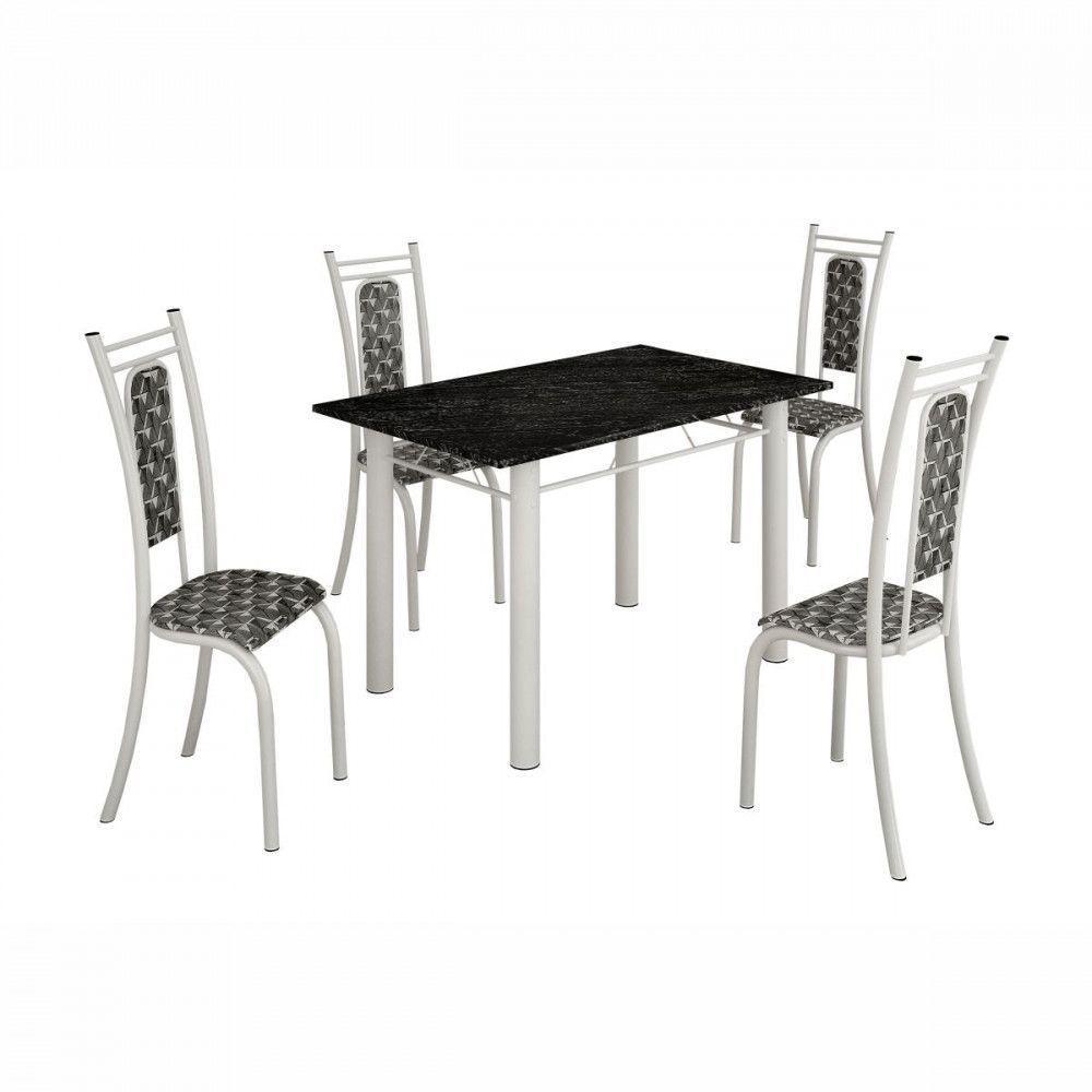 Conjunto De Mesa Paris 1,20m Com 4 Cadeiras Branco Teixeira Branco - 1