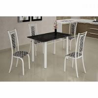 Conjunto De Mesa Paris 1,20m Com 4 Cadeiras Branco Teixeira Branco - 2