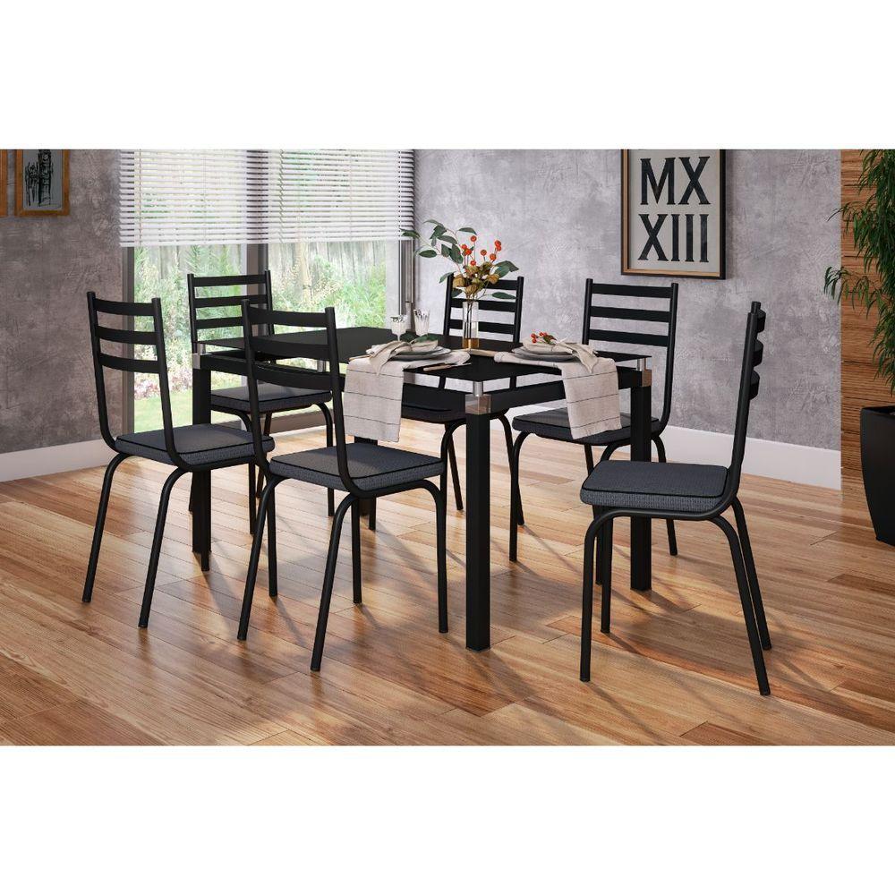 Conjunto De Mesa Malva 140Cm 6 Cadeiras 118 Tampo Em Vidro - 2