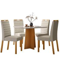 Conjunto Mesa De Jantar 90cm Anitta Tampo Em Mdf Com Vidro E 4 Cadeiras Mariah Ypê Off White - 6
