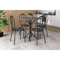 Conjunto Mesa Thais 4 Cadeiras 004 Base Preto Tampo Granito - 1