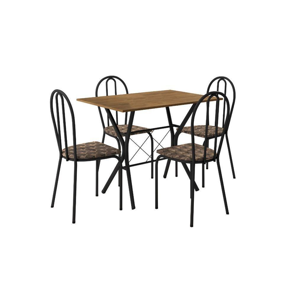 Conjunto Mesa Bruna 91Cm Com 4 Cadeiras 004 Tampo Em Madeira - 1