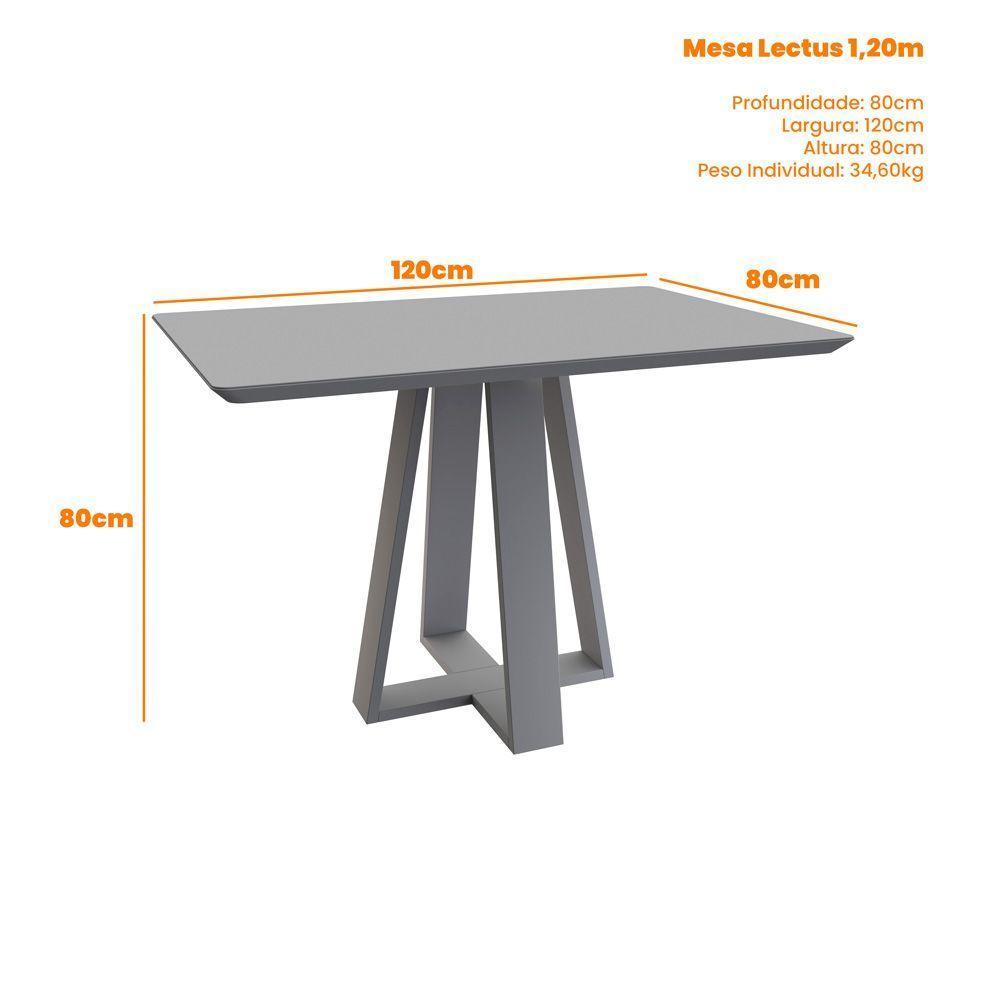 Conjunto Mesa De Jantar 1,20m Lectus Tampo Em Mdf Com Vidro E 4 Cadeiras Mariah Ypê Off White - 2