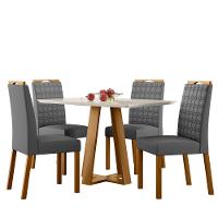 Conjunto Mesa De Jantar 1,20m Lectus Tampo Em Mdf Com Vidro E 4 Cadeiras Mariah Ypê Off White - 6
