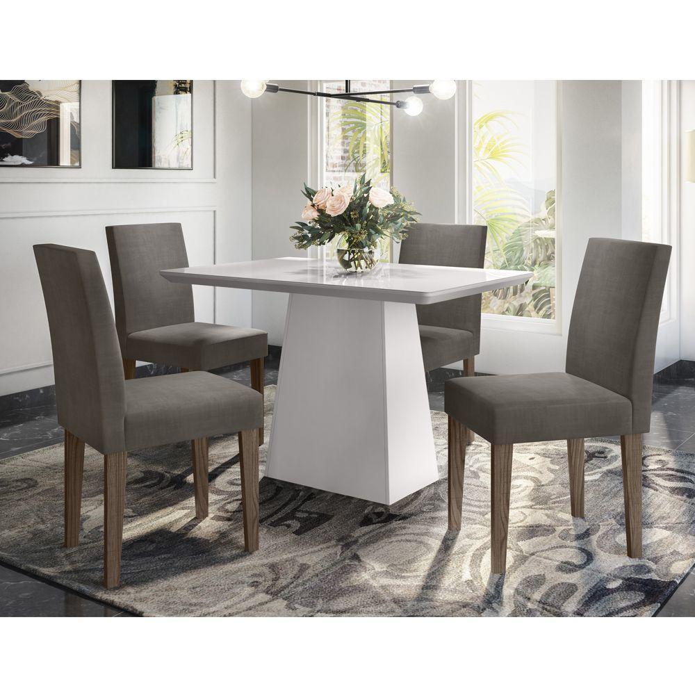 Mesa Jantar 1,20m 4 Cadeiras Off white Castanho Vl01 - 1