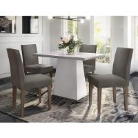 Mesa Jantar 1,20m 4 Cadeiras Off white Castanho Vl01 - 1
