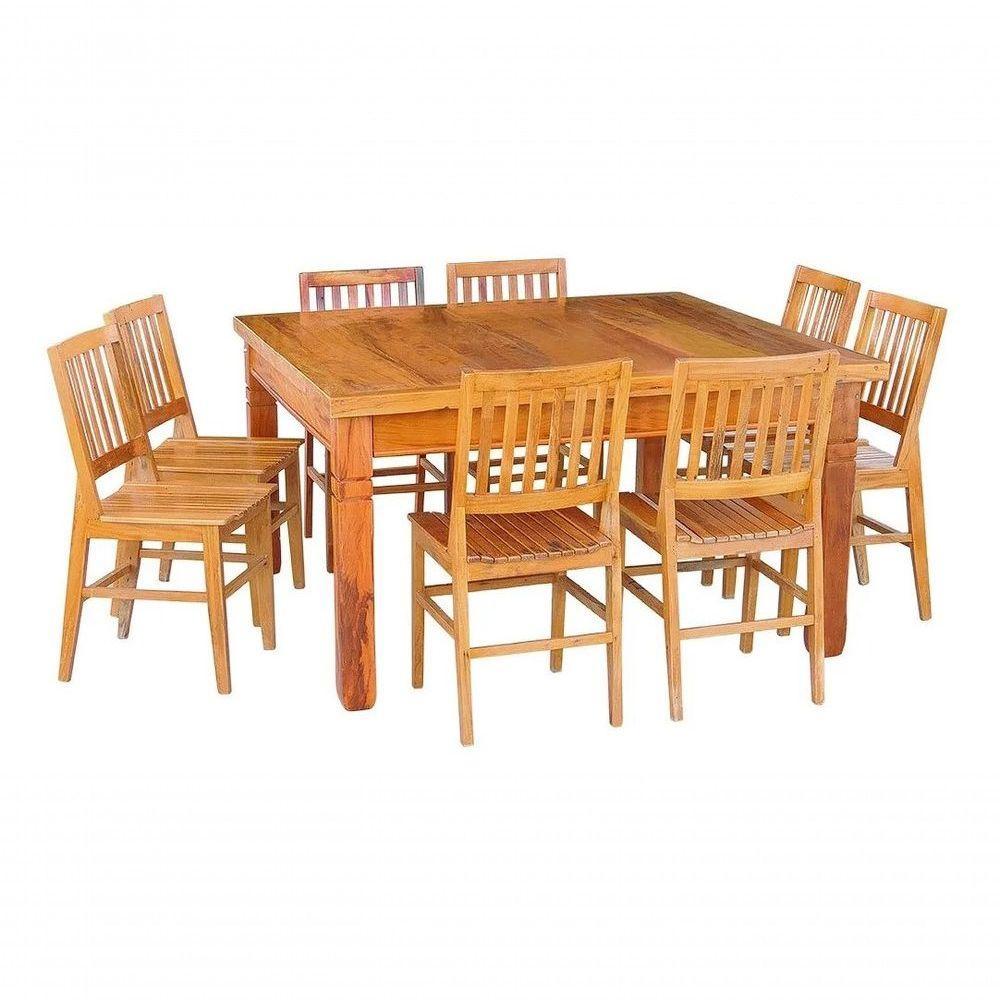 Conjunto Mesa De Jantar 1,4x1,4 M 8 Cadeiras Madri Madeira D - 1