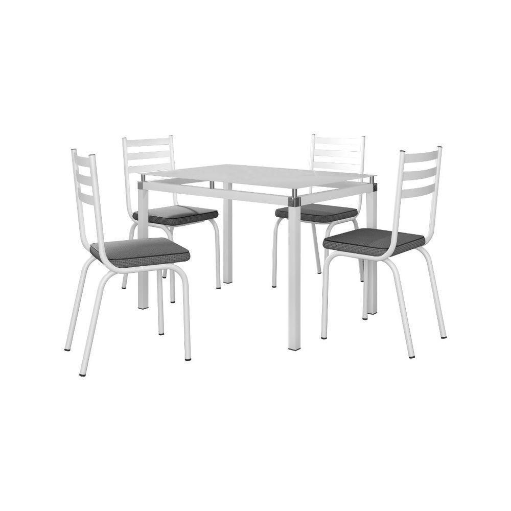 Conjunto De Mesa Malva 107Cm 4 Cadeiras 118 Tampo Em Vidro - 1