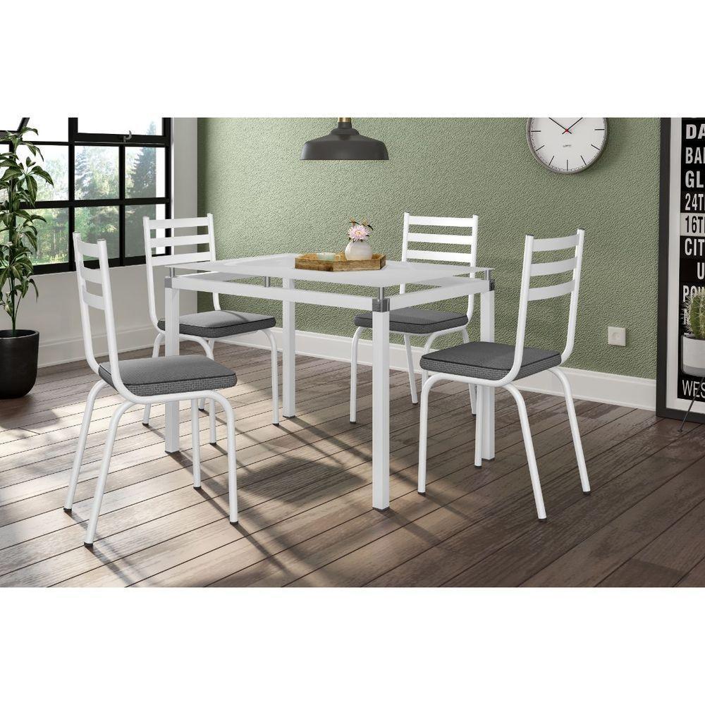 Conjunto De Mesa Malva 107Cm 4 Cadeiras 118 Tampo Em Vidro - 2