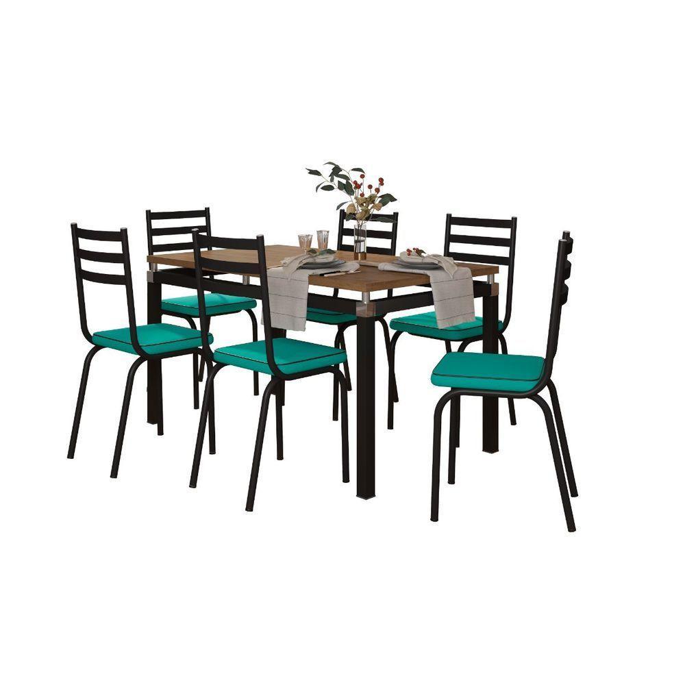 Conjunto De Mesa Malva 136Cm 6 Cadeiras 118 Tampo Em Madeira - 1