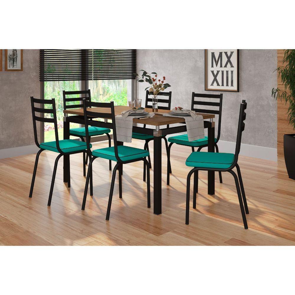 Conjunto De Mesa Malva 136Cm 6 Cadeiras 118 Tampo Em Madeira - 2