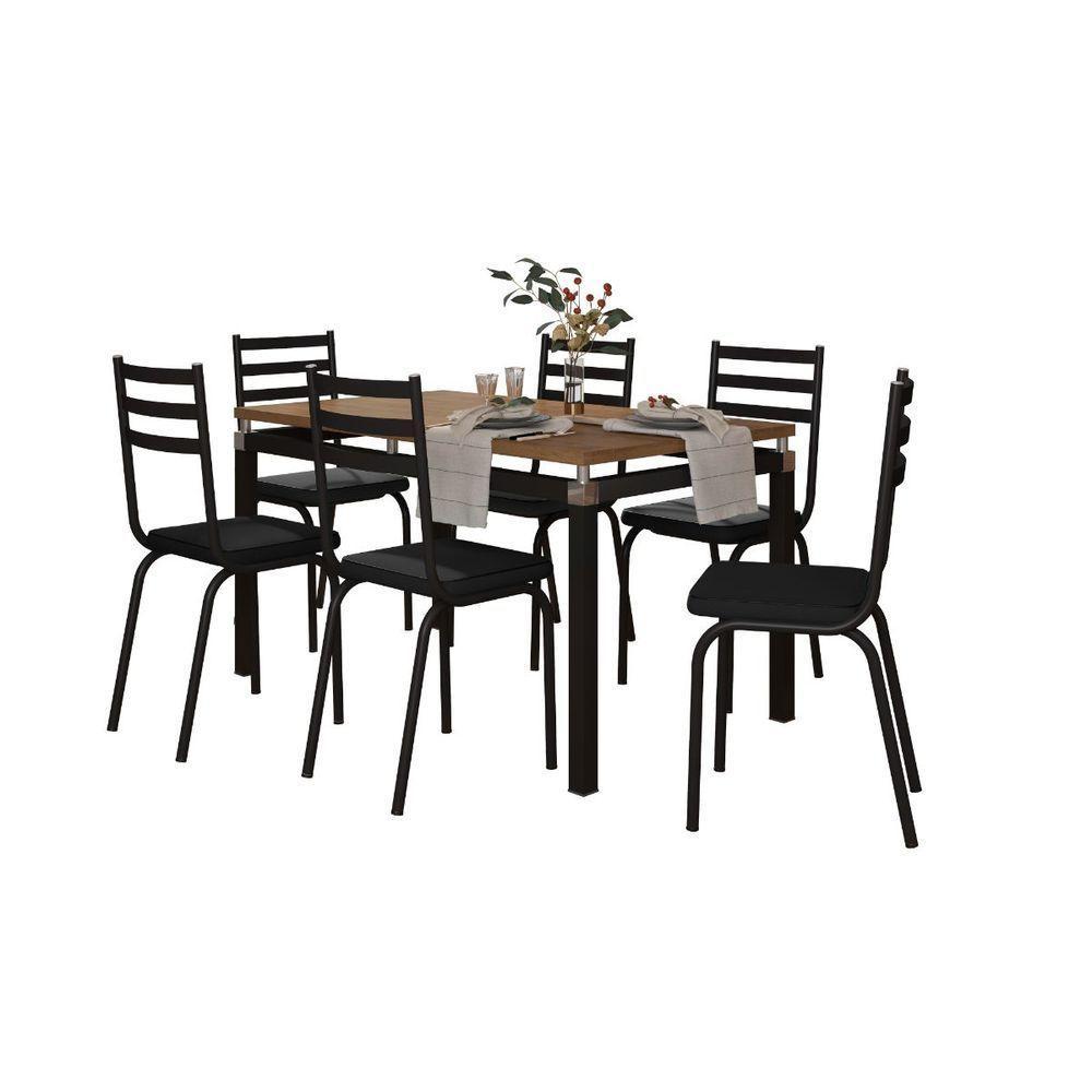 Conjunto De Mesa Malva 136Cm 6 Cadeiras 118 Tampo Em Madeira - 1