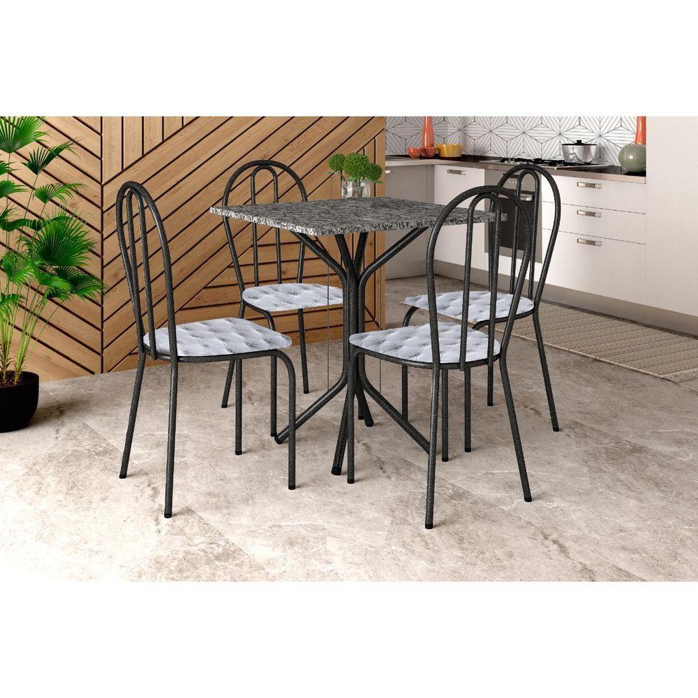 Conjunto Mesa Thais 4 Cadeiras 004 Base Preto Tampo Granito - 2