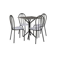 Conjunto Mesa Thais 4 Cadeiras 004 Base Preto Tampo Granito - 1