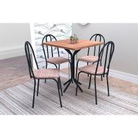 Conjunto Mesa Thais Com 4 Cadeiras 004 Tampo Em Madeira - 1