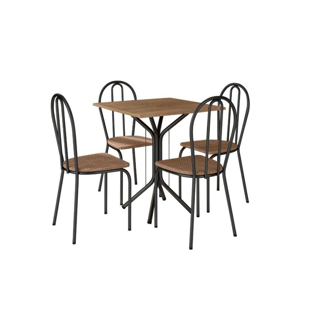 Conjunto Mesa Thais Com 4 Cadeiras 004 Tampo Em Madeira - 1