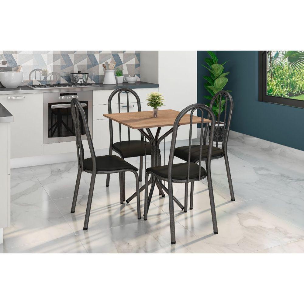 Conjunto Mesa Thais Com 4 Cadeiras 056 Tampo Em Madeira - 1