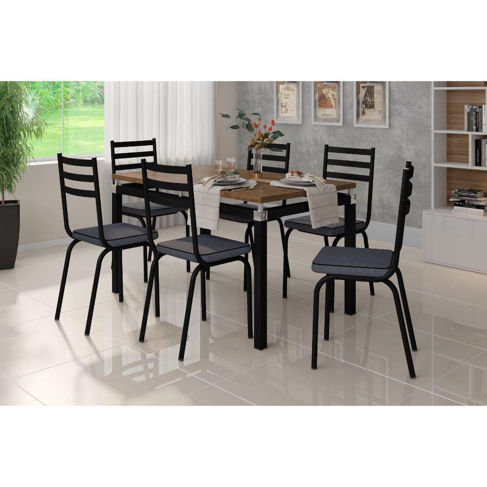 Conjunto De Mesa Malva 136Cm 6 Cadeiras 118 Tampo Em Madeira - 2